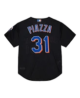 Men's Mitchell & Ness Mike Piazza Black Distressed New York Mets Cooperstown Collection 2000 Batting Practice Jersey