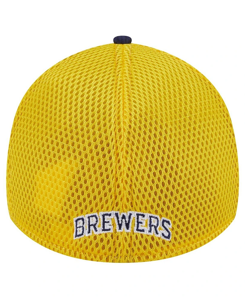 Men's New Era Navy Milwaukee Brewers Neo 39THIRTY Flex Hat