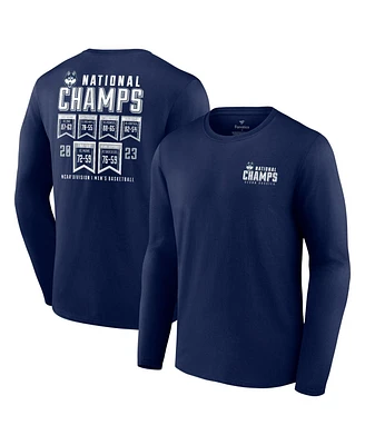 Men's Fanatics Navy UConn Huskies 2023 Ncaa Basketball National Champions Schedule Long Sleeve T-shirt