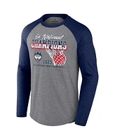 Fanatics Heather Gray UConn Huskies Five-Time Ncaa Men's Basketball National Champions Retro Tri-Blend Long Sleeve T-shirt