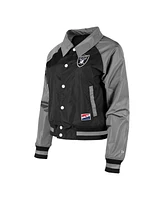 Women's New Era Black Las Vegas Raiders Coaches Raglan Full-Snap Jacket