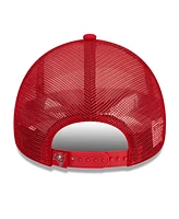 Men's New Era White, Red Tampa Bay Buccaneers Stacked A-Frame Trucker 9FORTY Adjustable Hat