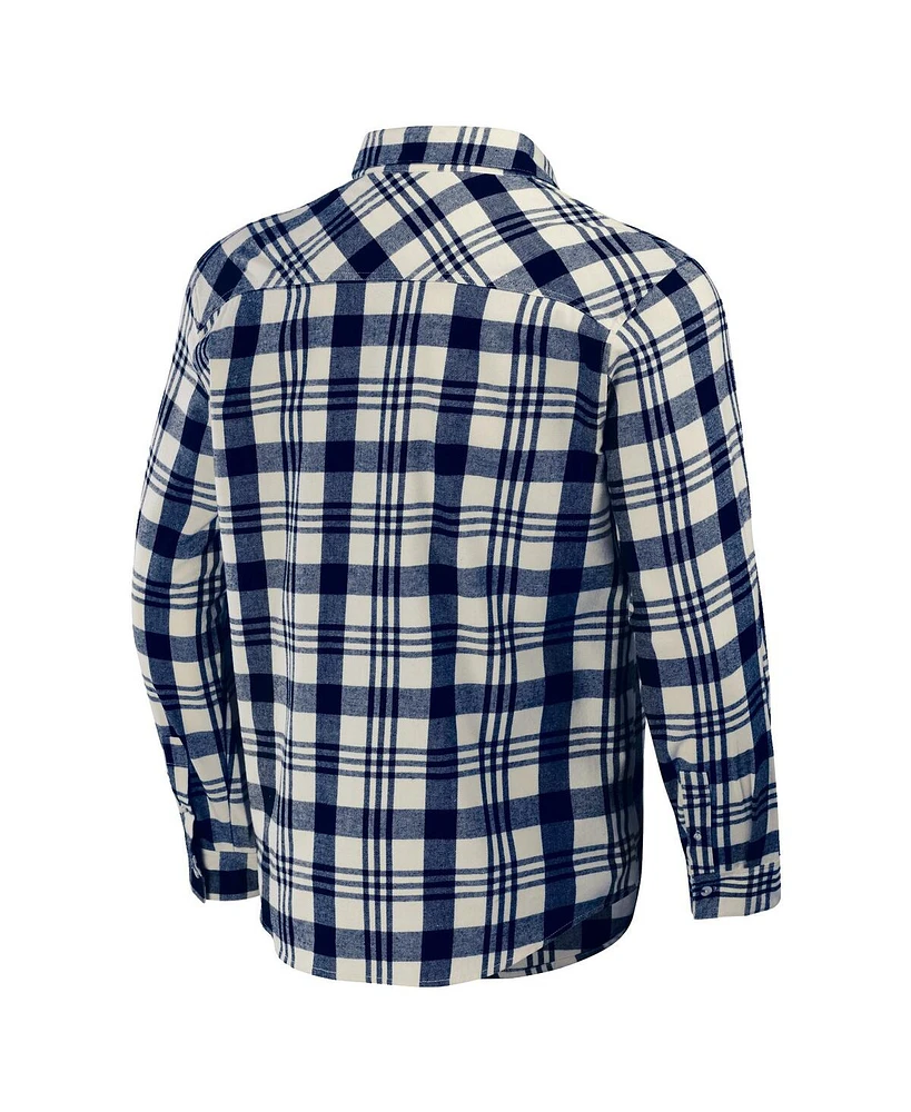 Men's Darius Rucker Collection By Fanatics Navy Atlanta Braves Plaid Flannel Button-Up Shirt