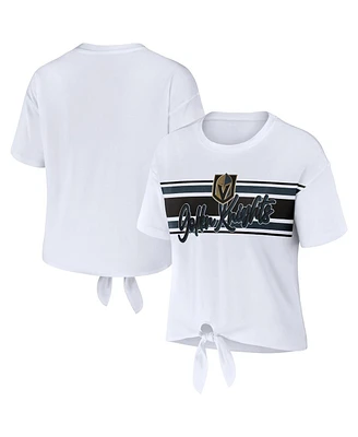 Women's Wear by Erin Andrews White Vegas Golden Knights Front Knot T-shirt