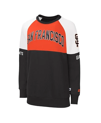 Women's Starter Black, Orange San Francisco Giants Baseline Raglan Pullover Sweatshirt