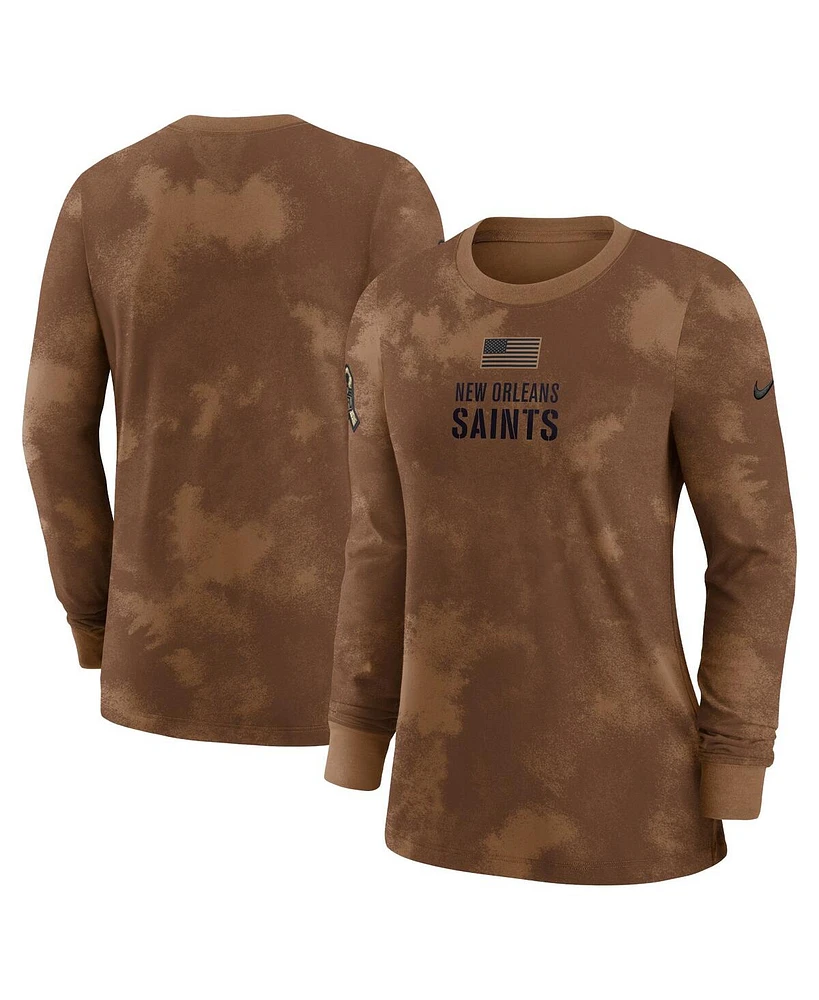 Women's Nike Brown New Orleans Saints 2023 Salute to Service Long Sleeve T-shirt