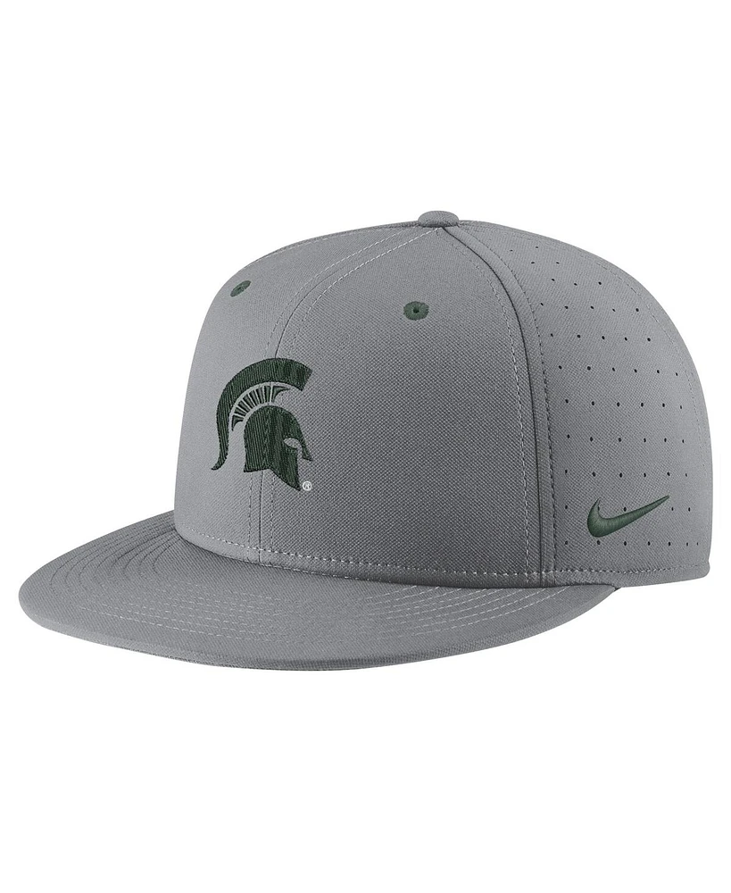 Men's Nike Gray Michigan State Spartans Usa Side Patch True AeroBill Performance Fitted Hat