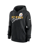 Women's Nike Black Pittsburgh Steelers Wordmark Club Fleece Pullover Hoodie