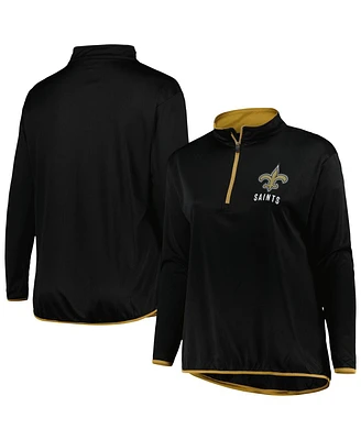 Women's Fanatics Black New Orleans Saints Plus Worth the Drive Quarter-Zip Top