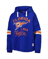 Women's Pressbox Royal Distressed Florida Gators Super Pennant Pullover Hoodie