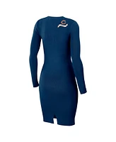 Women's Wear by Erin Andrews Navy Chicago Bears Lace Up Long Sleeve Dress