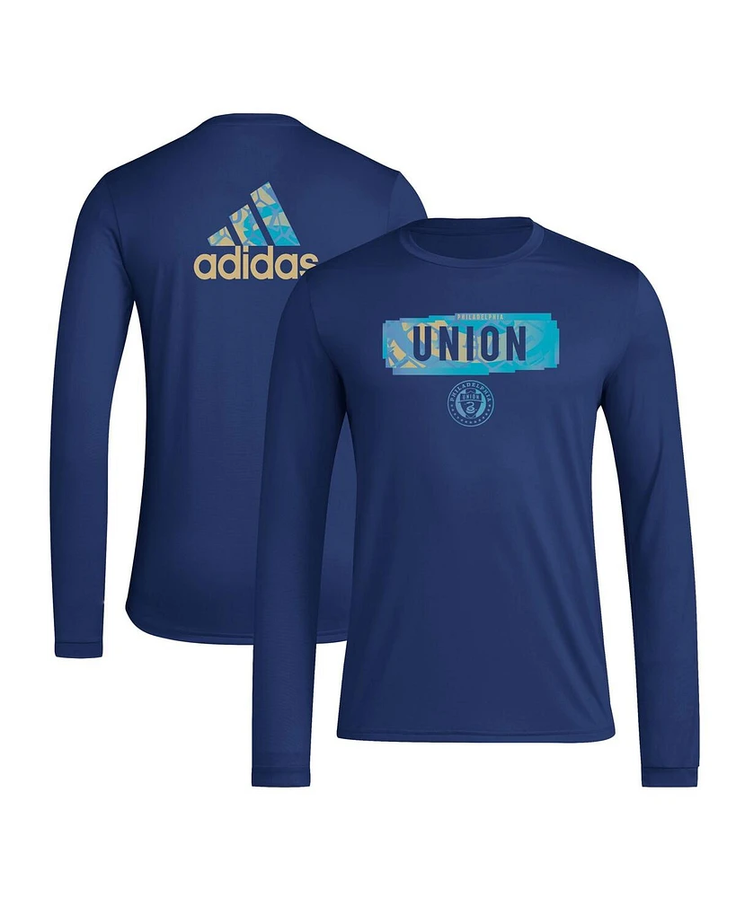 Men's adidas Navy Philadelphia Union Local Pop Aeroready Long Sleeve T-shirt