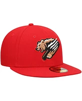 Men's New Era Red Fresno Grizzlies Home Authentic Collection 59FIFTY Fitted Hat