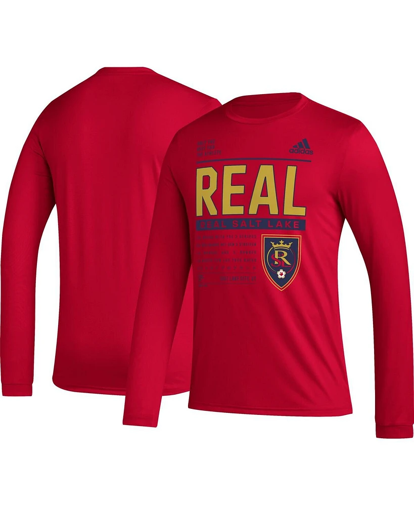 Men's adidas Red Real Salt Lake Club Dna Long Sleeve Aeroready T-shirt