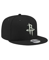 Men's New Era Houston Rockets Black and White 9FIFTY Snapback Hat