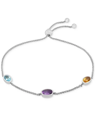 Multi-Gemstone (1-3/4 ct. t.w.) Slider Bracelet in Sterling Silver