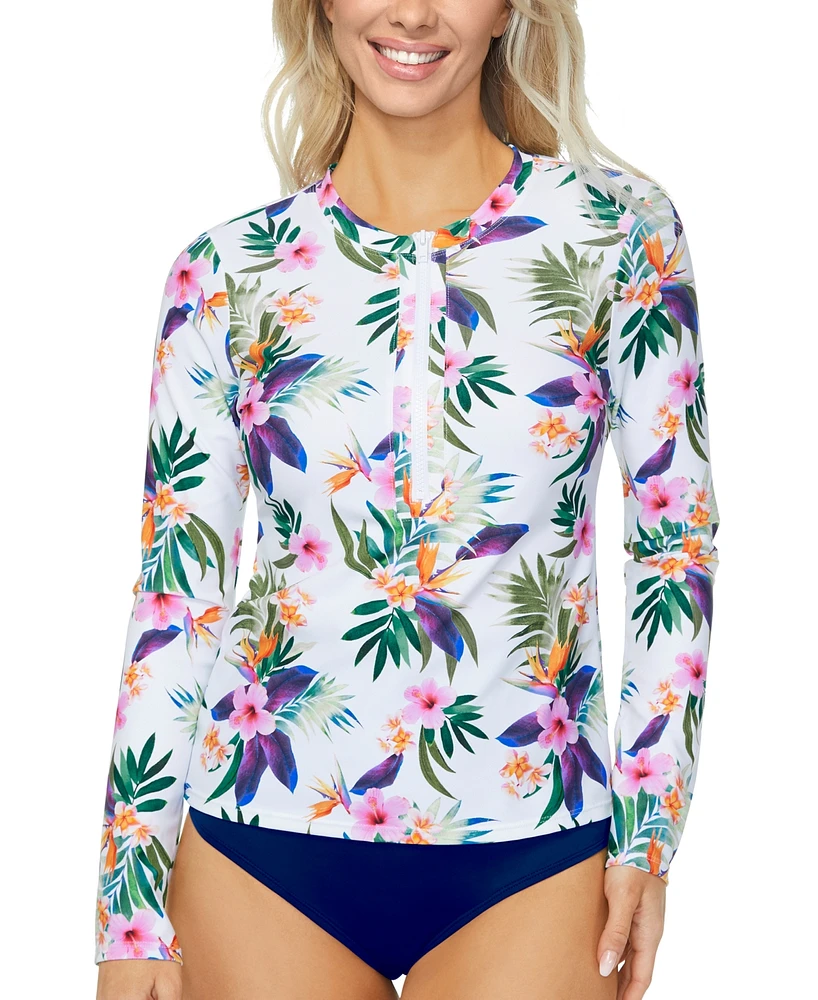 Island Escape Women's Half-Zip Rasher Top, Created for Macy's