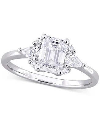 Moissanite (1-3/8 ct. t.w.) Octagon-Cut Cluster Engagement Ring in Sterling Silver