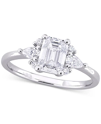 Moissanite (1-3/8 ct. t.w.) Octagon-Cut Cluster Engagement Ring Sterling Silver