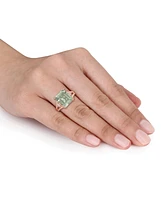 Green Quartz (5-1/2 ct. t.w.) & White Topaz (1/20 Statement Ring 18k Rose Gold-Flash Sterling Silver