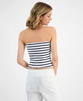 Rebellious One Juniors' Stripe-Print Straight-Neck Tube Top