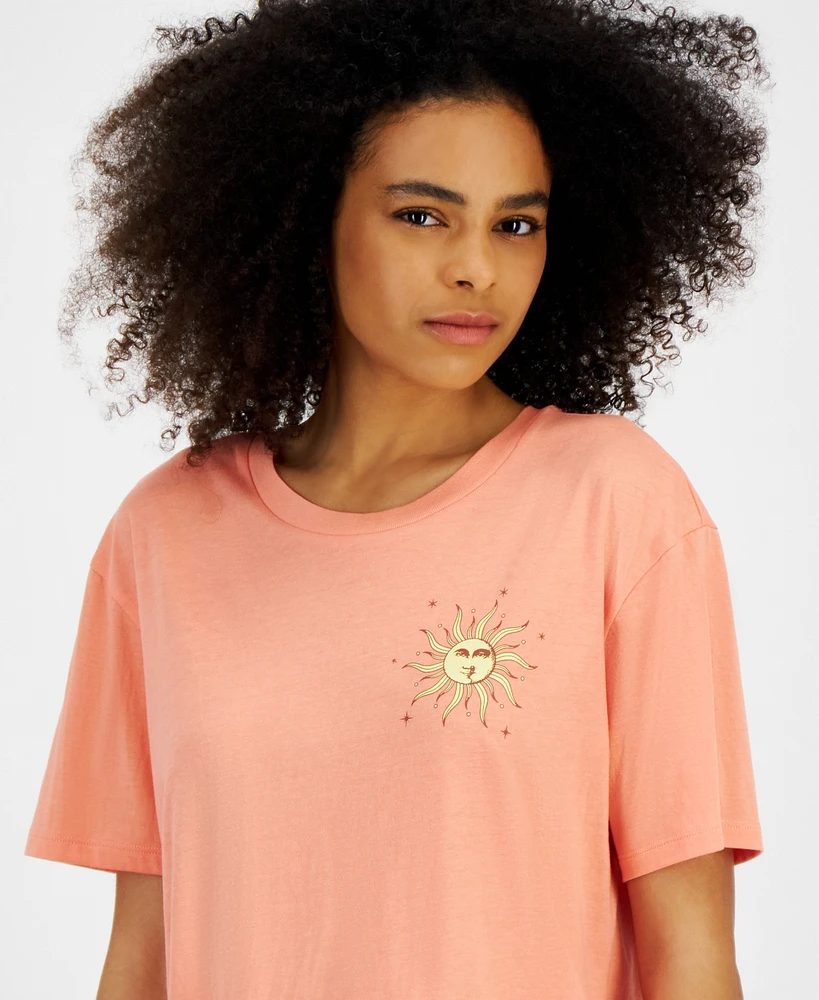 Rebellious One Juniors' Sunshine Flower Graphic Crewneck T-Shirt