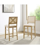 Crosley Joanna 2-Piece Polyester Upholstered Counter Height Bar Stool Set