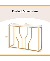 Costway 44" Gold Console Table with Faux Marble Tabletop Golden Metal Frame for Entrance