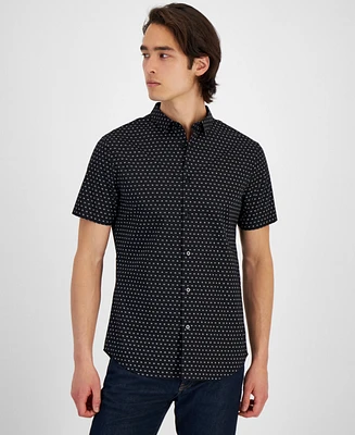 A|X Armani Exchange Men's Short Sleeve Button-Front Double Dash Print Shirt, Created for Macy's