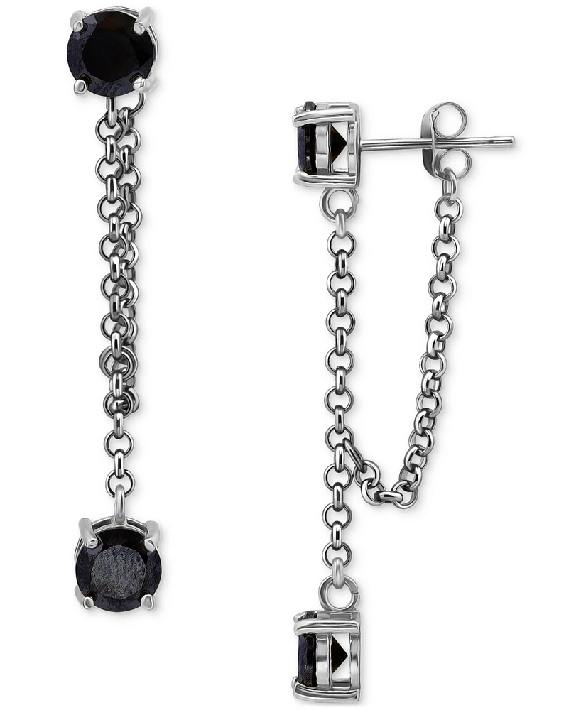 Giani Bernini Black Cubic Zirconia & Chain Front-to-Back Earrings in Sterling Silver, Created for Macy's