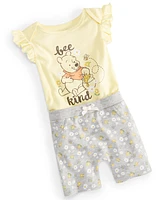 Disney Baby Girls Winnie-the-Pooh Bee Kind Bodysuit & Shorts, 2 Piece Set