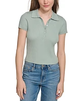 Calvin Klein Jeans Women's Ribbed Short-Sleeve Polo Shirt