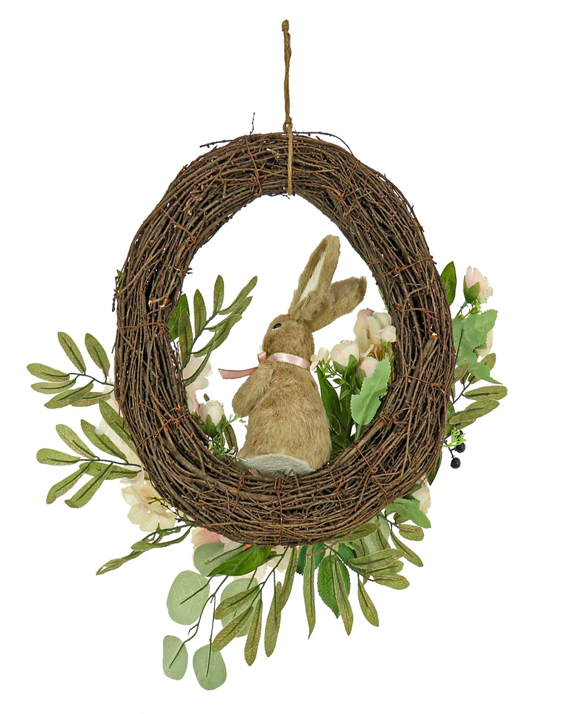 National Tree Company 20" Bunny and Leafy Floral Wreath