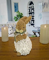 National Tree Company 10" Bunny in White Flowers