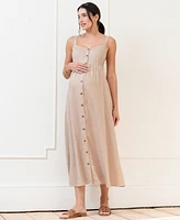 Seraphine Women's Linen-Blend Button-Front Midi Dress