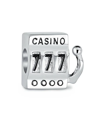 Bling Jewelry Tourism Las Vegas Good Luck Vacation Travel Lucky 777 Jackpot Casino Slot Machine Charm Bead For Women Oxidized Sterling Silver Fits Eur