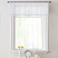 Hlc.Me Audrey Embroidered Sheer Voile Window Curtain Rod Pocket Valance For Kitchen Bedroom Small Windows Bathroom