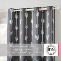 Arrow Printed Privacy Blackout Energy Efficient Room Darkening Thermal Grommet Window Curtain Drape Panels For Bedroom Set Of 2