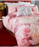 By Caprice Home 100% Cotton Rose Bloom Print Duvet Cover Set With Matching Pillow Cases King