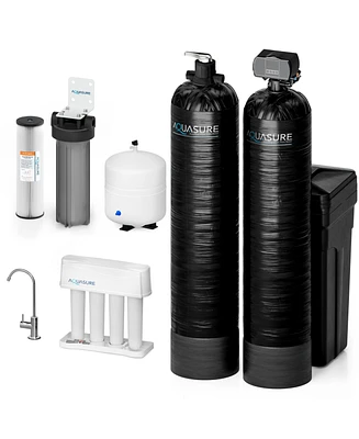Aquasure Signature Elite | 1,500,000 Gallons Whole House Water Filter Treatment Bundle with 64,000 Grains Softener, 75 Gpd Reverse Osmosis System