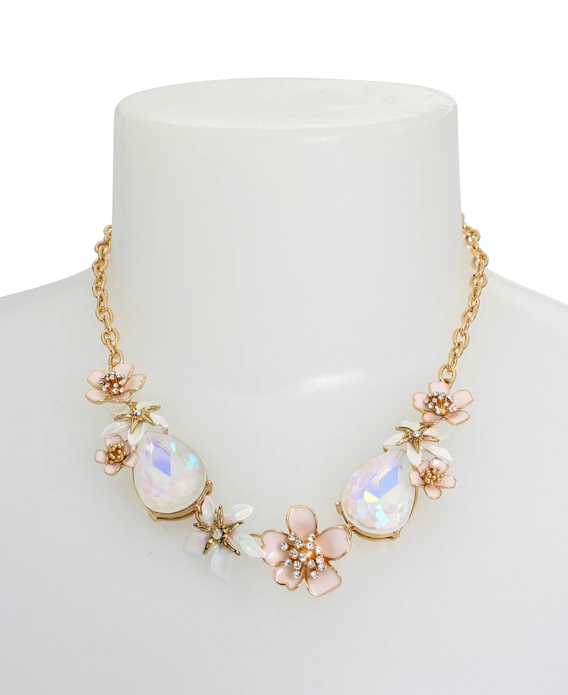 Betsey Johnson Faux Stone Starfish Flower Bib Necklace