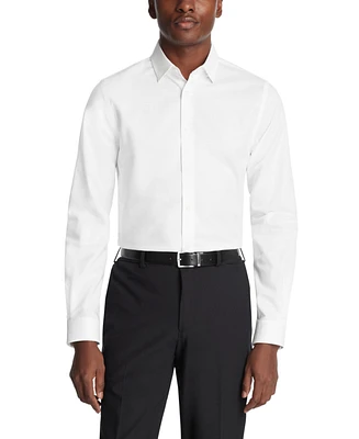 Michael Kors Men's Slim Fit Cotton Linen Untucked Solid Dress Shirt