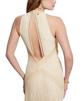 Guess Women's New Liza Lace Halter Sleeveless Gown