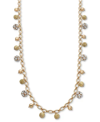 I.n.c. International Concepts Gold-Tone Crystal & Thread-Wrapped Bead Charm Necklace, 36" + 3" extender, Created for Macy's