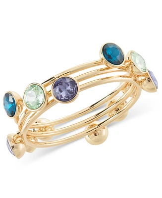 I.n.c. International Concepts Gold-Tone 3-Pc. Set Multicolor Crystal & Stone Bangle Bracelets, Created for Macy's