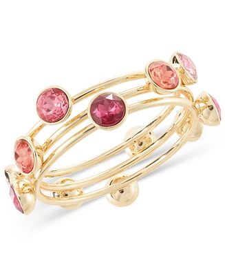 I.n.c. International Concepts Gold-Tone 3-Pc. Set Multicolor Crystal & Stone Bangle Bracelets, Created for Macy's