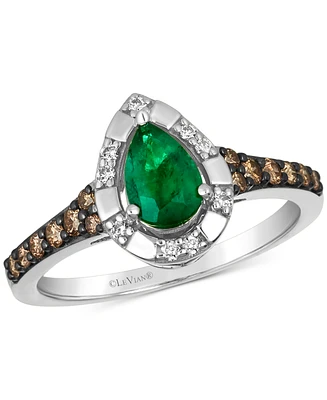 Le Vian Costa Smeralda Emeralds (1/2 ct. t.w.) & Diamond (1/4 ct. t.w.) Halo Ring in 14k White Gold