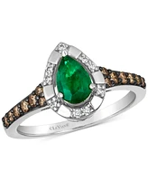 Le Vian Costa Smeralda Emeralds (1/2 ct. t.w.) & Diamond (1/4 ct. t.w.) Halo Ring in 14k White Gold