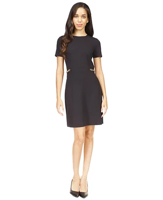 Michael Kors Petite Round-Neck Scuba Crepe Chain-Trim Dress