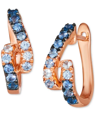 Le Vian Denim Ombre (3/4 ct. t.w.) & White Sapphire (1/8 ct. t.w.) Looped Small Hoop Earrings in 14k Rose Gold, 0.66"